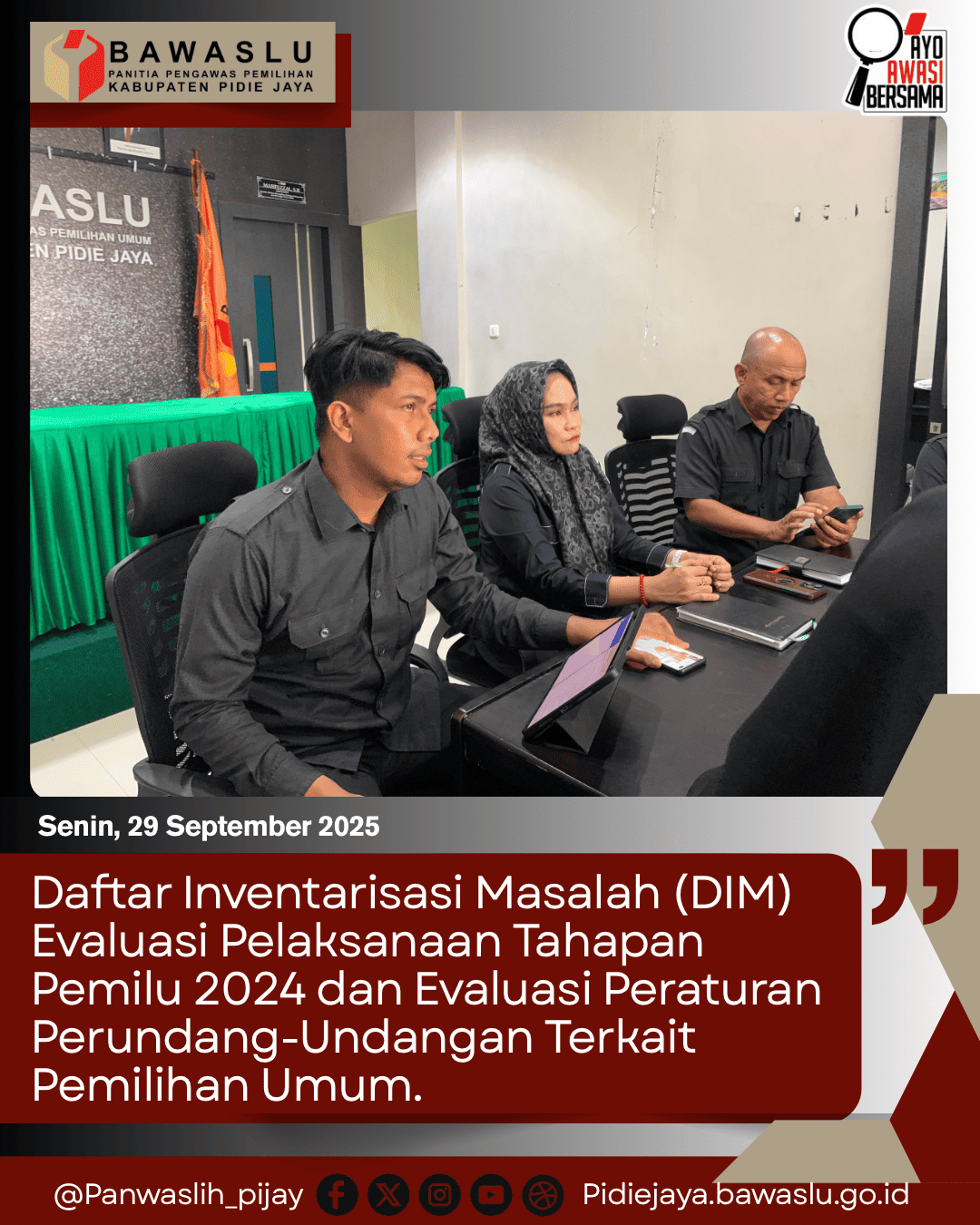 Daftar Inventarisasi Masalah (DIM) Evaluasi Pelaksanaan Tahapan Pemilu 2024 dan Evaluasi Peraturan Perundang-Undangan Terkait Pemilihan Umum.