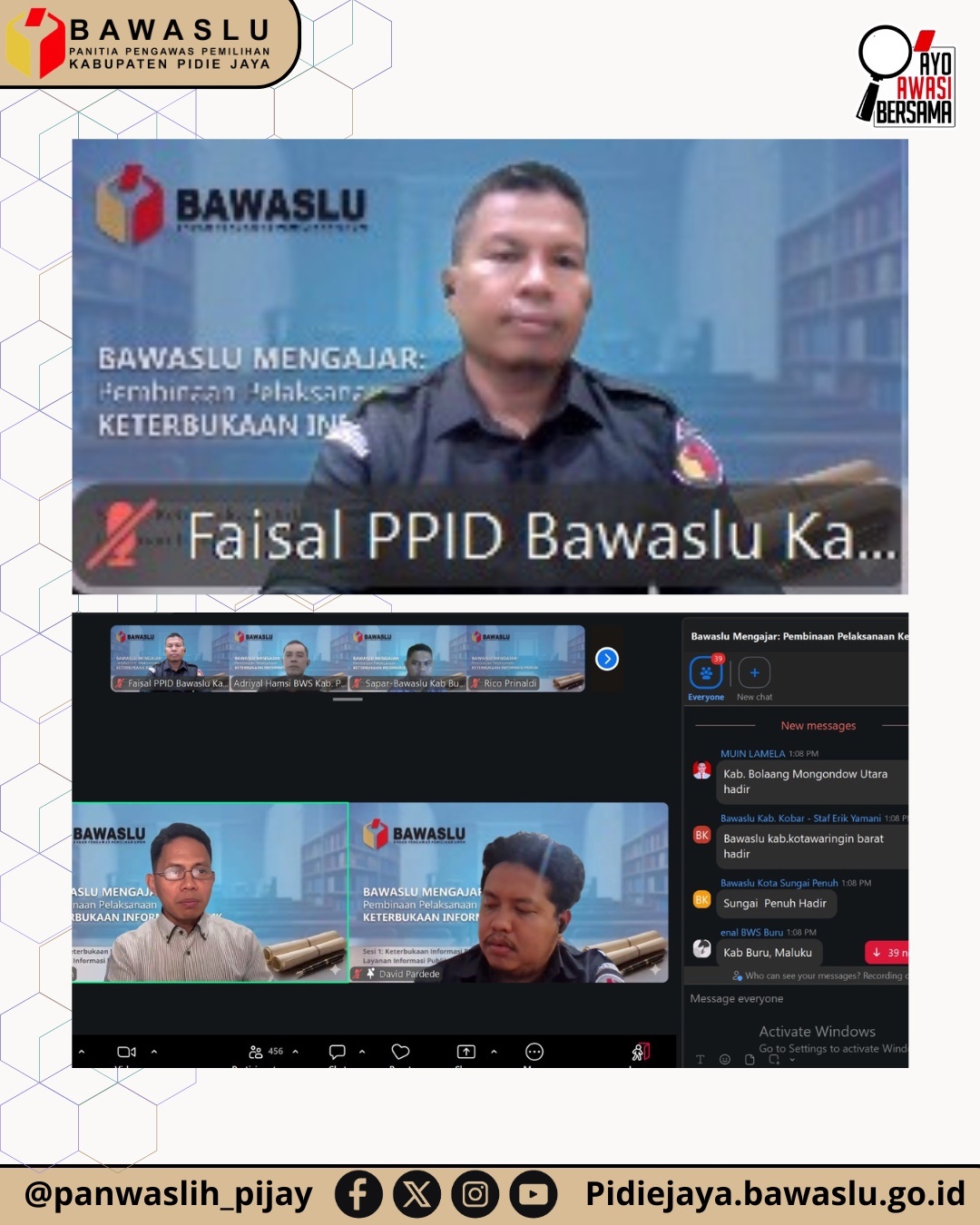 kegiatan Pelatihan Sesi 2 “Bawaslu Mengajar: Pembinaan Pelaksanaan Keterbukaan Informasi Publik”