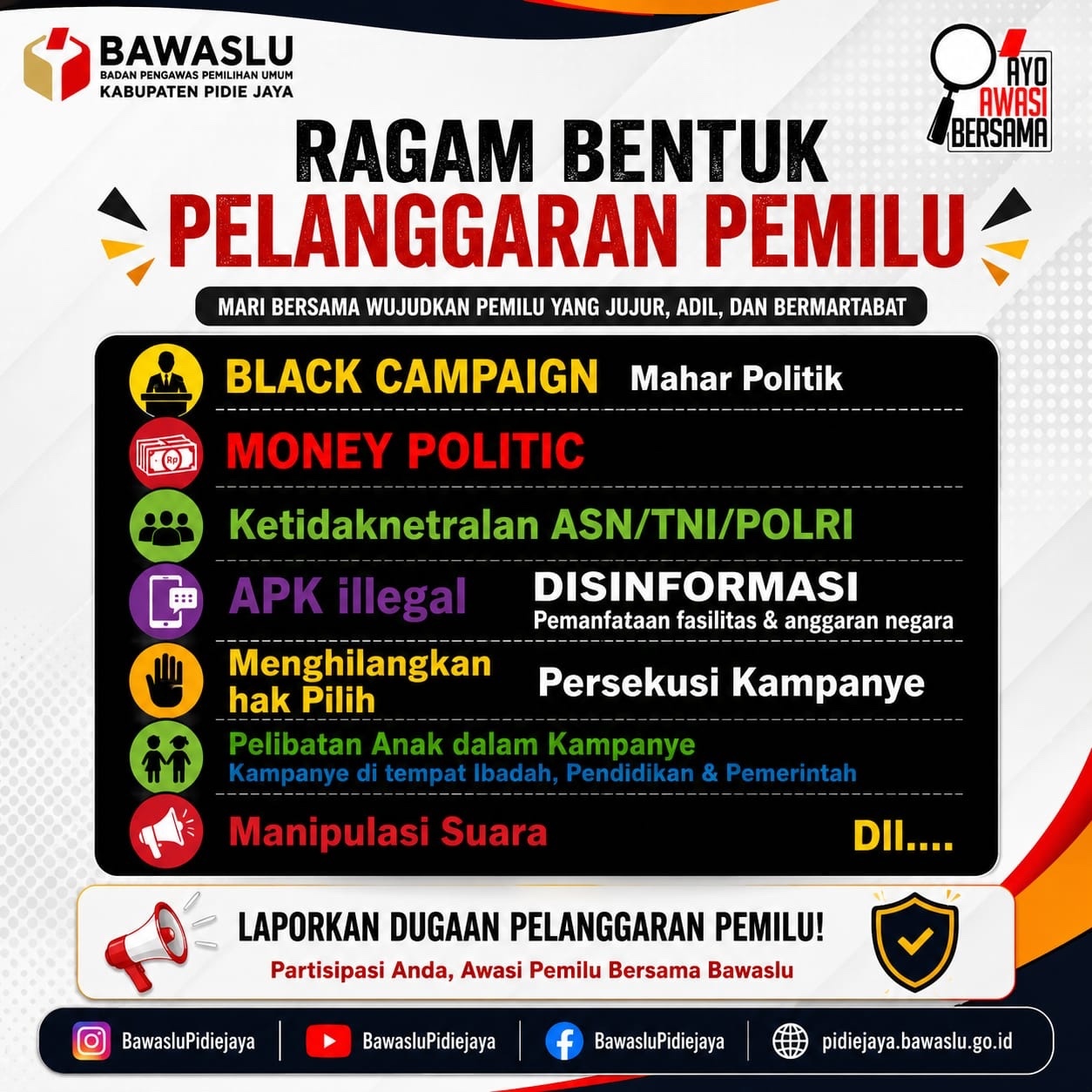 RAGAM BENTUK PELANGGARAN PEMILU