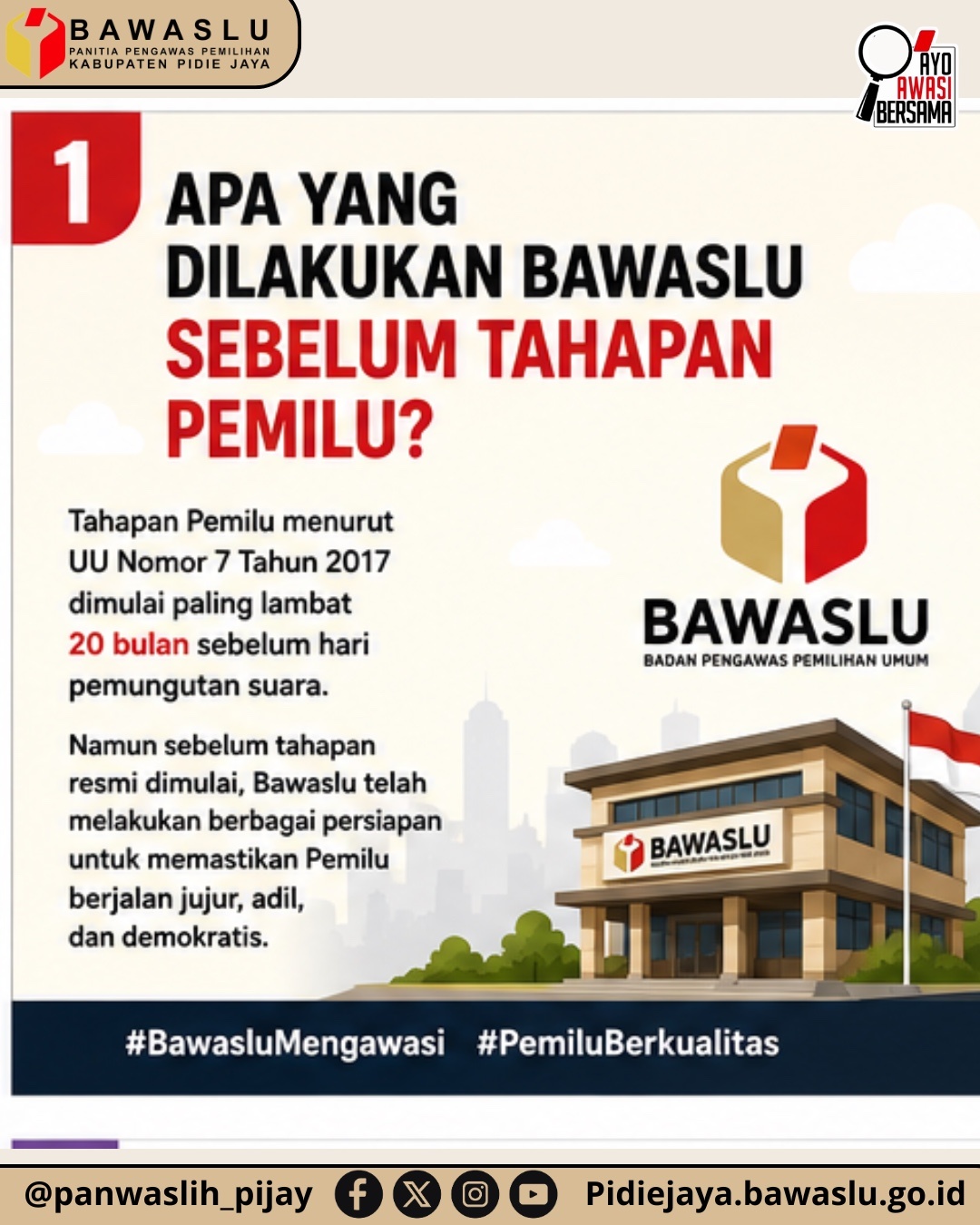 Sebelum Tahapan Pemilu Apa saja tugas Bawaslu?