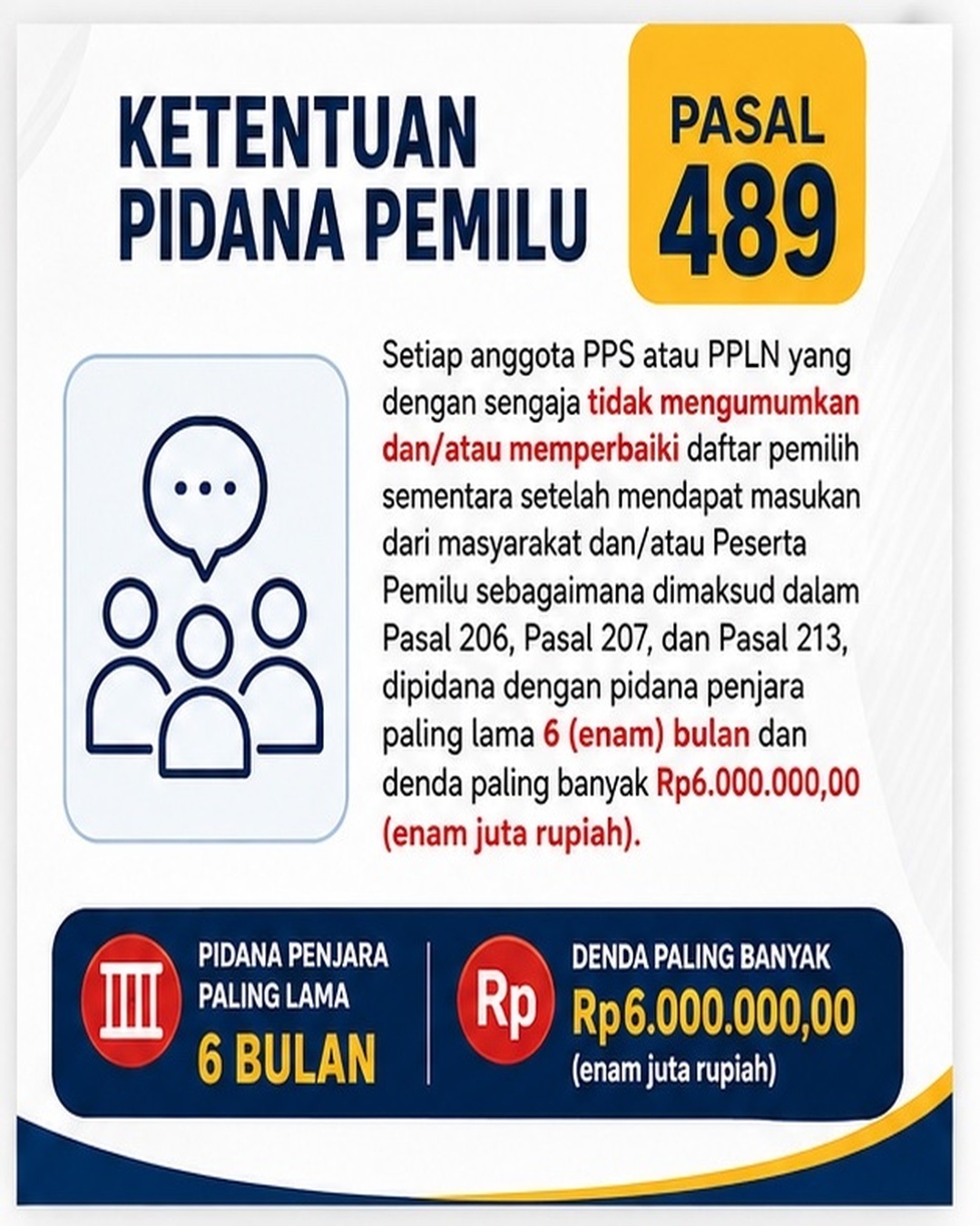 KETENTUAN PIDANA PEMILU Pahami Aturannya, Hindari Pelanggarannya Ayo Awasi Bersama! ⚖️🇮🇩