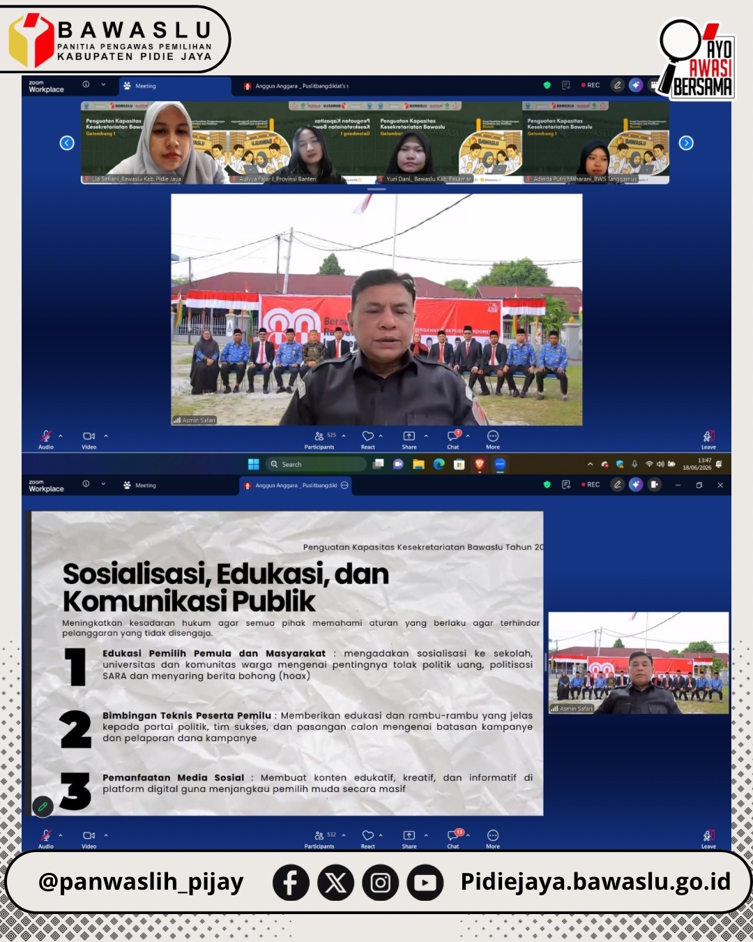 BAWASLU PIDIE JAYA IKUTI PENGUATAN KAPASITAS KESEKRETARIATAN BAWASLU TAHUN 2026