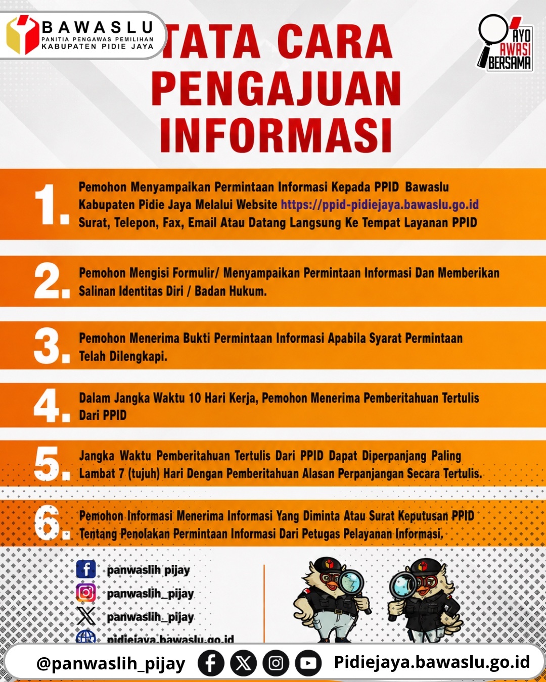 Tata Cara Pengajuan Informasi Publik di PPID Bawaslu Kabupaten Pidie Jaya