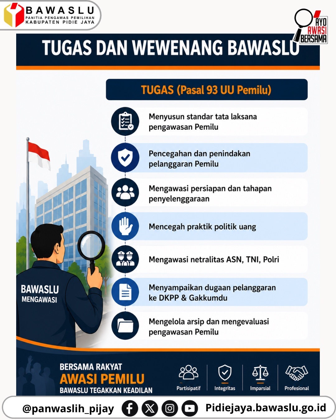 TUGAS BAWASLU BERDASARKAN PASAL 93 UNDANG-UNDANG NOMOR 7 TAHUN 2017 TENTANG PEMILIHAN UMUM