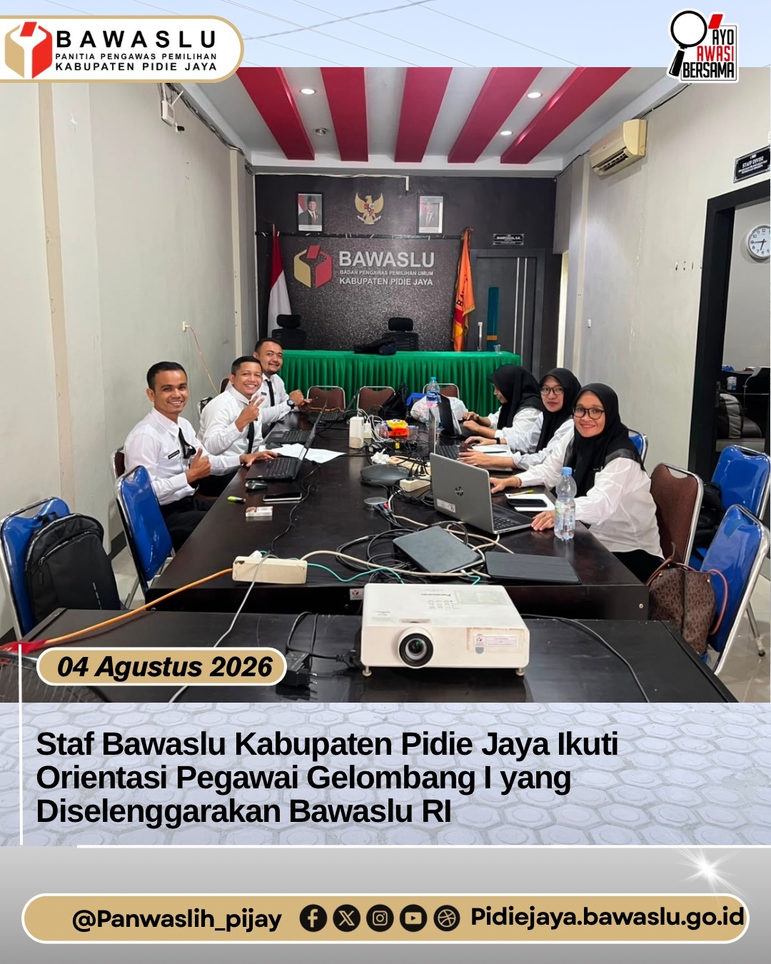 Staf Bawaslu Kabupaten Pidie Jaya Ikuti Orientasi Pegawai Gelombang I yang Diselenggarakan Bawaslu RI