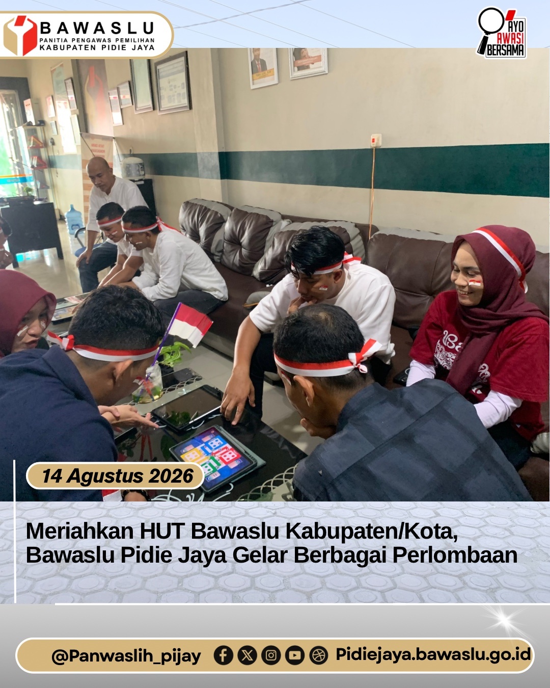 Meriahkan HUT Bawaslu Kabupaten/Kota, Bawaslu Pidie Jaya Gelar Berbagai Perlombaan
