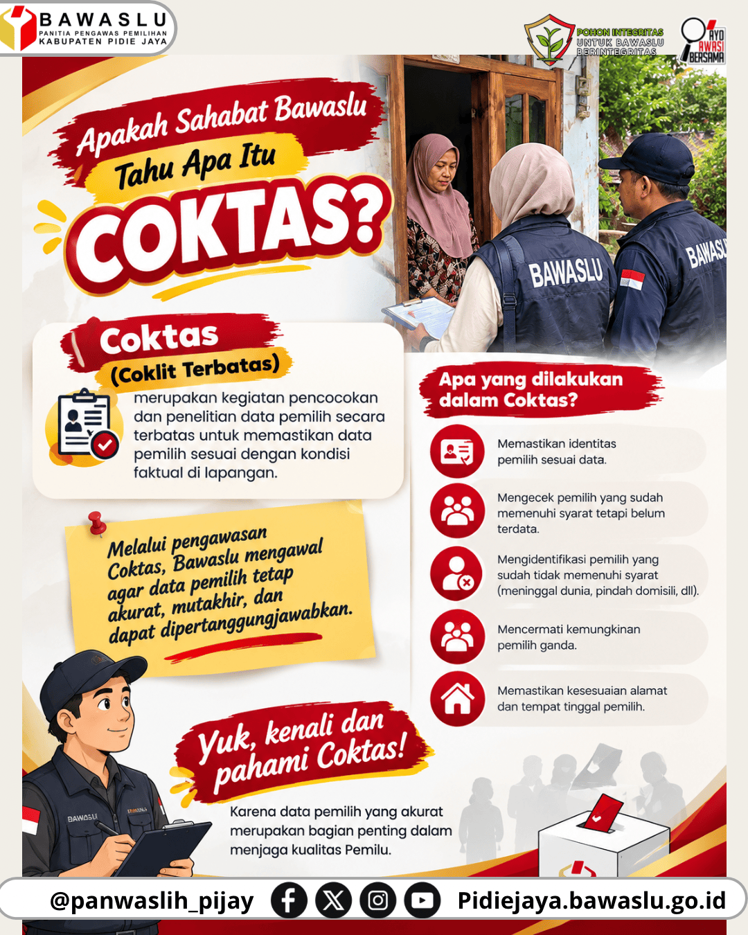 Bawaslu Pidie Jaya Kenalkan Coktas, Bagian dari Pengawasan Pemutakhiran Data Pemilih