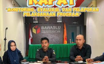Bawaslu Kabupaten Pidie Jaya Melaksanakan Kegiatan Monitoring, Evaluasi, dan Pelaporan Pelaksanaan Program